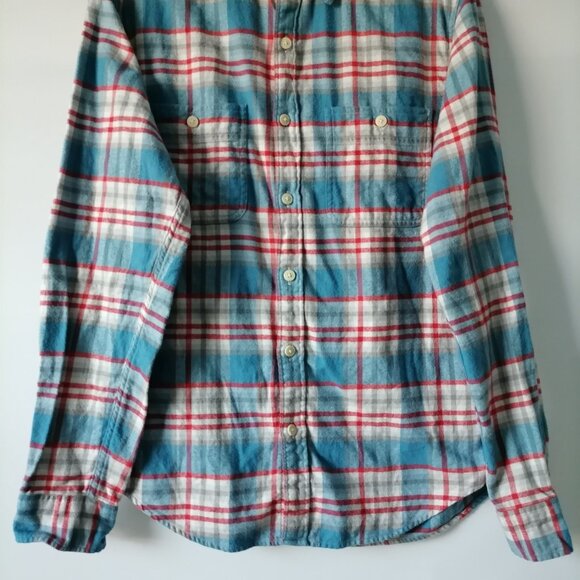 J. Crew Mens Blue Long Sleeve Collared Check Flannel Button Up Shirt Size M - Picture 3 of 7
